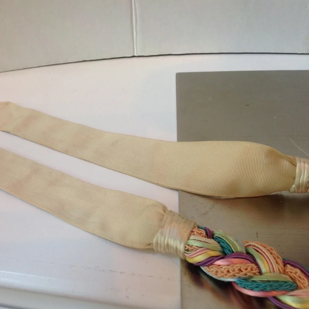 1980's Pastel Belt Braided Cording Ceramic Buckle